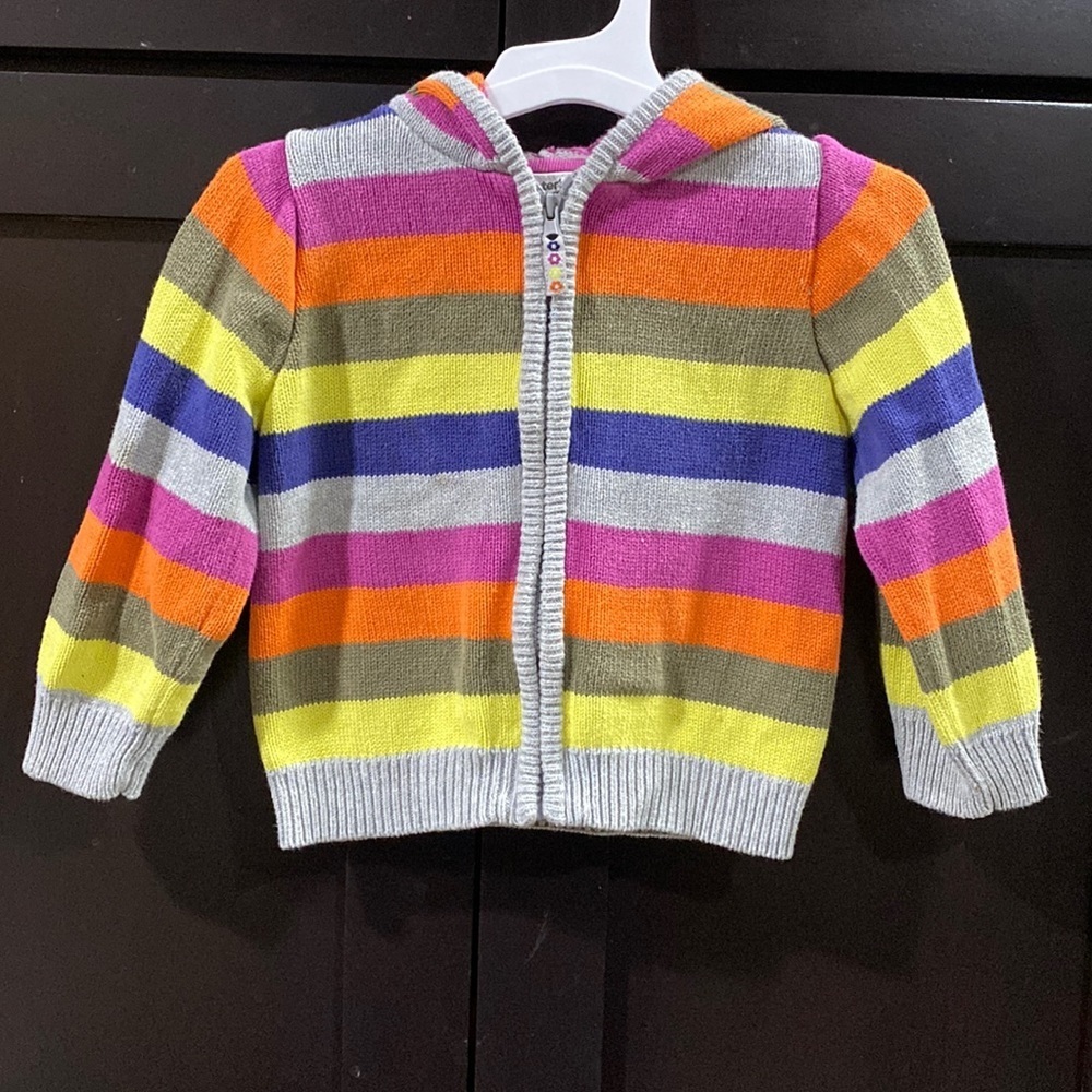 Carters girl 24 Months zip up sweater hoodie rainbow stripe - Picture 1 of 6